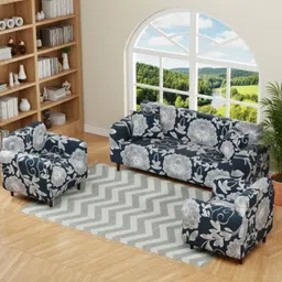 krishyam Polyester 3+1+1 Seater Sofa Floral Cover image 1