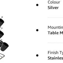 shelfmart Utensil Kitchen Rack Modern Steel Mug Organizer Stand | Rust-Proof 10 Cup Holding Rack Steel image 4