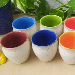 wonder ceation Pack of 6 Ceramic multicolour kullhar-picture-27