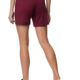 colortrait Solid Women Maroon Basic Shorts image 2