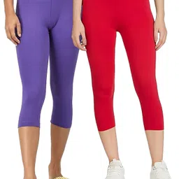 rocksy 3/4th Capri leggings Women Red, Purple Capri-picture-17