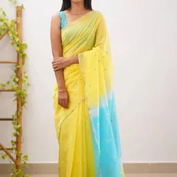 LALITATEX Embellished Linen Blend Saree-picture-13