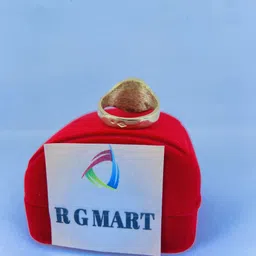R G MART Unisex Gold-Plated Vrish (Taurus) Rudraksha Rashi Brass Finger Ring image 2