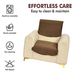 Bajo's Brown Solid Velvet Sofa Cover image 4