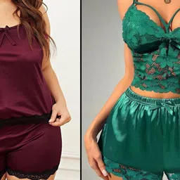 PHALIN Women Satin Night suits-picture-34