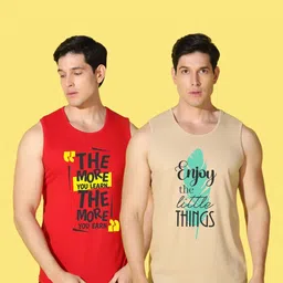 WOOSTRO Men Pack of 2 Typography Printed Round Neck Slim Fit T-shirts image 3