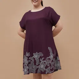 Nexus by Lifestyle Women Plus Size Floral Printed Extended Sleeves A-Line Dress-image-1