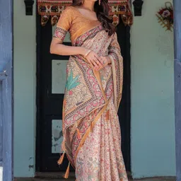 ALMAARI FASHION Ethnic Motifs Pure Cotton Jamdani Saree With Unstitched Blouse Piece image 5