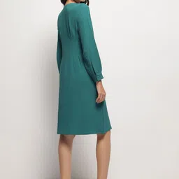 Strong And Brave Crepe Cuffed Sleeves Shirt Dress image 4