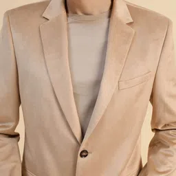 Givo Notched Lapel Corduroy Single-Breasted Smart Fit Formal Blazer image 3