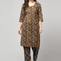 ERUDITE CLUB Women Floral Printed Regular Pure Cotton Kurta with Patiala-picture-22