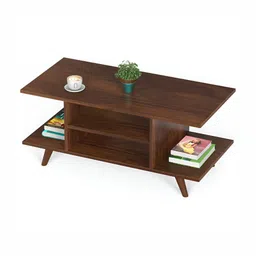 bluewud Brown Textured Wooden Rectangle Coffee Table image 5