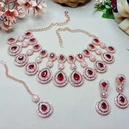 VATSALYA creation Alloy Gold- plated Maroon Jewellery Set-picture-21