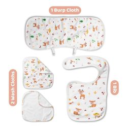 haus & kinder Kids Pack Of 4 Printed Pure Cotton Bib Wash & Burp Cloth-picture-30