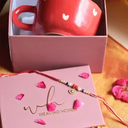 WEAVING HOMES Rakhi With Mug & Roli Chawal Gift Set-image-28