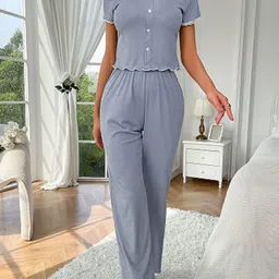 DressBerry Women Solid Top Pyjamas Night suit-image-56