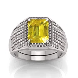 RRVGEM Silver Plated 12.00 KT Yellow Sapphire Gemstone Adjustable Ring-picture-39