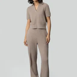 necesera Striped Polo Collar Short Sleeves Top & Trousers-picture-1