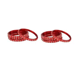 1ST TIME Set Of 10 Red Alloy Artificial Stones & Beads Bangles image 4