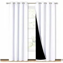 BFAM White Set of 2 Black Out Long Door Curtain-picture-28