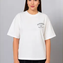 SZN Women Typography Printed Drop-Shoulder Sleeves T-shirt-image-64