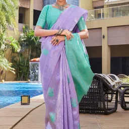 SATYAM WEAVES Woven Design Zari Silk Cotton Handloom Banarasi Saree-image-61
