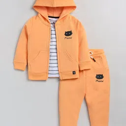 Ginie Girls Striped Round Neck T-shirt With Joggers & Hooded Sweatshirt-image-12