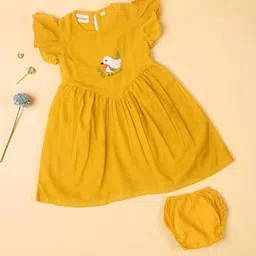 LITTLE GINNIE Girls Abstract Embroidered Fit & Flare Dress with Bloomers-picture-44