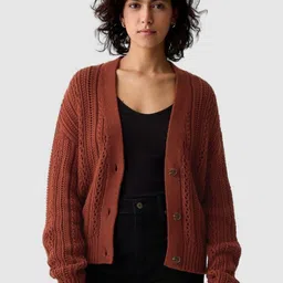 GAP Women Open Knit Pure Cotton Cardigan-picture-23
