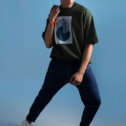 THIRD QUADRANT Men Loose Relaxed Fit Low Distress Jeans image 4