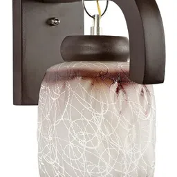 1ST TIME Brown & Brown Textured Wood Contemporary Cylinder Shaped Wall Lamp image 4