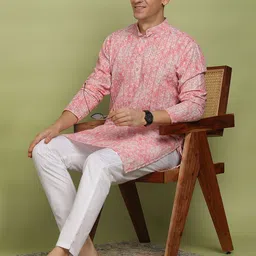 FUBAR Men Floral Embroidered Thread Work Kurta image 5