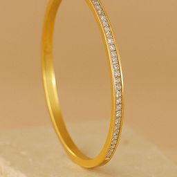 Bohey by KARATCART Gold Plated American Diamond Studded Elegant Bangle-Style Bracelet-picture-3
