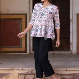 KALINI Floral Print Cotton Wrap Top image 5