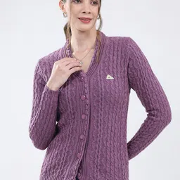 Monte Carlo Women Cable Knit Woollen Cardigan-image-16