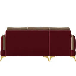 ARRA Zara Maroon & Beige 5 Seater Left Facing Coner Velvet Sofa image 5