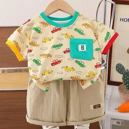 POP STREET Boys Abstract Printed T-shirt with Shorts-image-0