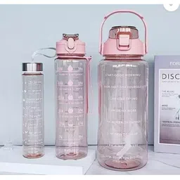 Mebo Pink Set of 3 Plastic Typography Water Bottle-picture-31