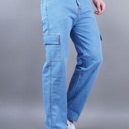 Moda Rapido Men Classic Relaxed Fit Mid-Rise Stretchable Cotton Cargos Jeans-picture-22