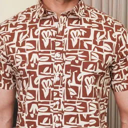 Mast & Harbour Abstract Printed Short Sleeves Spread Collar Cotton Shirt image 5