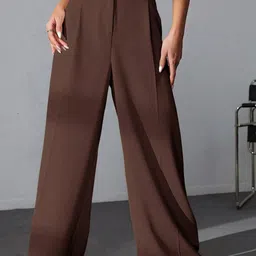 Chemistry Women Relaxed Straight Leg High-Rise Pleated Trousers-picture-34