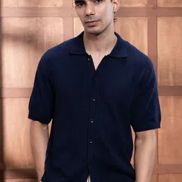 Andamen Men Casual Cotton Textured Relaxed Fit Shirt-picture-38