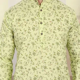 SKAVIJ Men Floral Printed Regular Pure Cotton Kurta with Pyjamas image 4