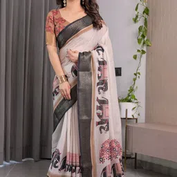MAHARANI COUTURE Floral Pure Cotton Handloom Banarasi Saree image 3