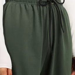 juneberry Women Solid Olive Track Pants image 4