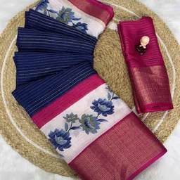 RegalDrapes Ethnic Motifs Printed Woven Design Zari Saree-image-11