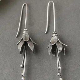 JAYPORE Silver Contemporary Hoop Earrings-picture-46