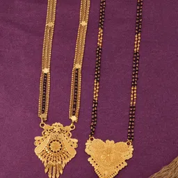 Bhanu diam Gold-Plated & Black Brass Mangalsutra-picture-14