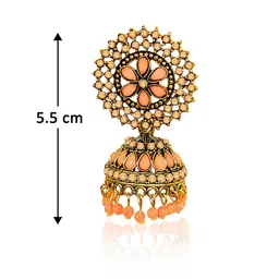 Stylewell Jarkan Studded & Beaded Dome Shaped Oxidised Jhumkas image 2