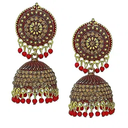 Varico Artificial Stones Studded Oxidised Dome Shaped Jhumkas image 2
